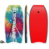 Lightweight 33-inch body board with multicolor design, EPS core, XPE deck, and HDPE bottom for beach fun.