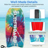 Lightweight body board with multicolor design, HDPE bottom, and crescent tail for speed and control at the beach.