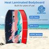 Lightweight bodyboard featuring a multicolor design, XPE deck, EPS core, and HDPE bottom for speed and control at the.