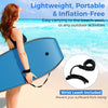Lightweight body board with EPS core and XPE deck, perfect for beach and pool activities, includes wrist leash.