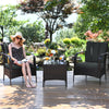 3 Pcs Patio Conversation Rattan Furniture Set with Glass Top Coffee Table and Cushions-Gray - Gallery View 1 of 10