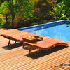 Costway Eucalyptus Wood Lounge Chair Set with Foldable Side Table New