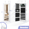 Lockable Wall Mount Mirrored Jewelry Cabinet with LED Lights-White - Gallery View 1 of 9