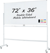 Double-sided mobile whiteboard on wheels, 72"x36", with aluminum frame, ideal for office or classroom use.