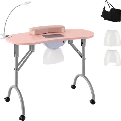 Costway Manicure Nail Table w/ USB LED Lamp 82749613 New