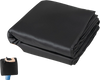 Foldable infrared sauna blanket in black with arm sleeves and carrying bag for easy storage and transportation.