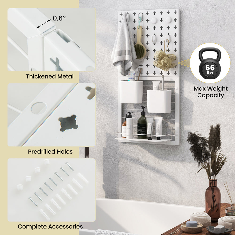 Pegboard Combination Kit wall organizer featuring thickened metal, magnets, and hooks for versatile storage solutions.
