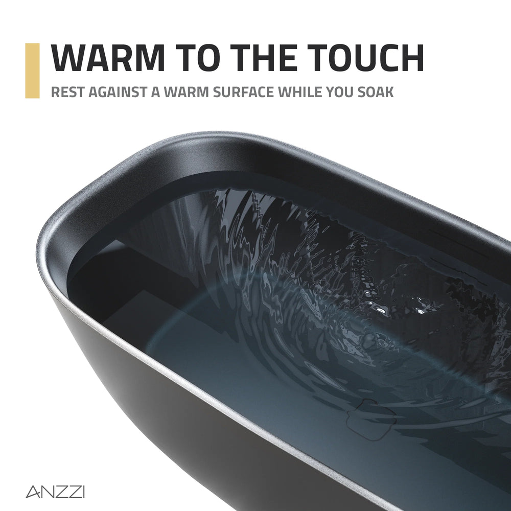 Anzzi Deep Soaking Bathtub 67 x 32 in. Rectangle Freestanding Stone Resin New