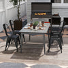 Black metal dining chairs set of 4 with removable backrest, perfect for dining rooms and outdoor gatherings.