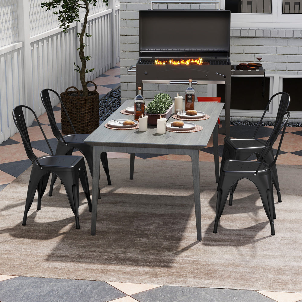 Metal Dining Chairs Set of 4 with Removable Backrest for Dining Room Restaurant Living Room-Black - Gallery View 1 of 10