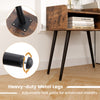 Close-up of heavy-duty metal legs with adjustable foot pads on the Mid Century Modern Nightstand for enhanced stability.