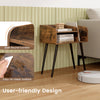 Mid Century Modern nightstand in brown with open shelves, featuring rounded corners and easy-to-clean surface for.