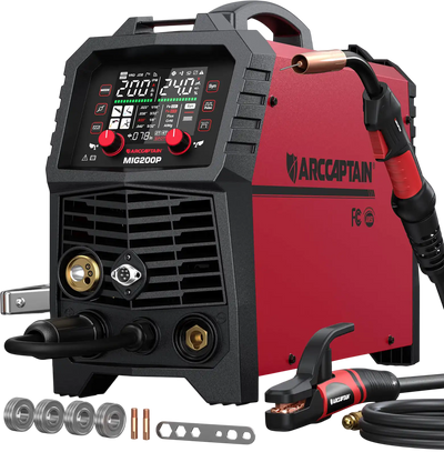 Arccaptain MIG200P Welder 7-in-1 Pulse MIG 200A Synergic Dual Voltage 110/220V New