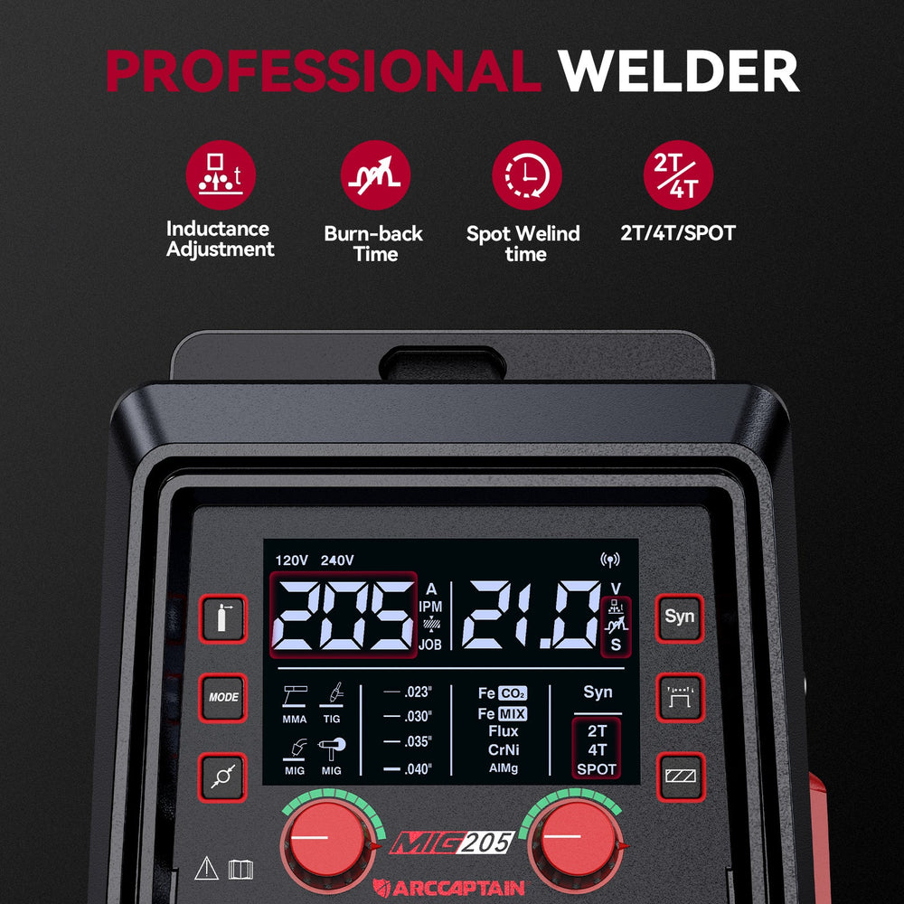 Arccaptain MIG205 Pro Gas Welder 6-in-1 Multi Process Machine App Control New