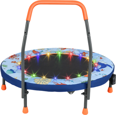 Costway Kids Folding Mini Trampoline Rebounder with Lights 894217356 New