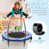 Mini trampoline for kids with LED lights, sturdy metal frame, and padded safety cover for safe bouncing fun.
