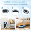 Mini trampoline with foldable legs, LED lights, and padded safety cover, perfect for kids' active play in small spaces.