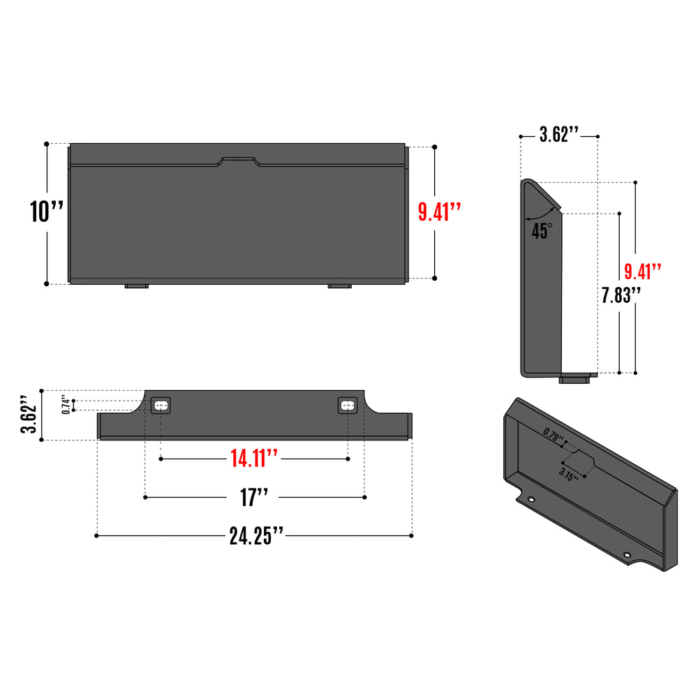 44" 4-In-1 Combo Mini Skid Steer Bucket Attachment With Quick Attach,  Universal Mount