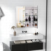 Double-sided HD mirror cabinet with lights, adjustable shelves, and anti-fog function for stylish bathroom storage.