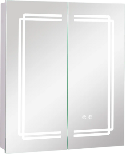 Costway LED Lighted Bathroom Mirror Medicine Wall Cabinet 2-Door 547123968 New