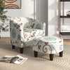 Accent tub chair with floral upholstery and solid wood legs, featuring a U-shaped backrest for maximum comfort.