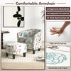 Modern accent tub chair and ottoman set in beige with breathable linen fabric, ideal for living room or office use.