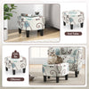 Ottoman with floral fabric upholstery, solid wood legs, 220 lbs capacity, ideal as a footrest or tea table.
