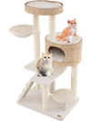 Modern cat tree featuring a spacious perch, condo, and sisal-wrapped scratching posts for indoor cats' comfort and play.