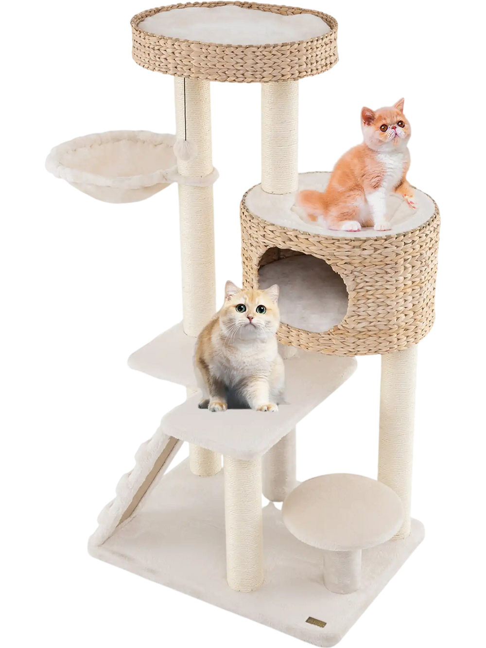 Modern cat tree featuring a spacious perch, condo, and sisal-wrapped scratching posts for indoor cats' comfort and play.