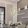 Modern LED chandelier with adjustable height, warm white light, ideal for dining rooms and living spaces.