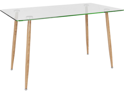 Costway Glass Rectangular Dining Table with Metal Legs 92415876 New