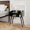 Mid Century Modern Nightstand  with Open Shelves-Black - Gallery View 1 of 9