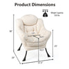Beige modern lazy chair with steel frame, ergonomic design, and dimensions for versatile home and office use.