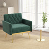 Modern Velvet Accent Chair with Button Tufted Back Golden Metal Legs and Adjustable Foot Pads-Green - Gallery View 1 of 9