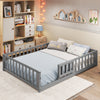 Montessori bed frame in gray with full-length guardrails and safety door, perfect for children's independence and.