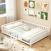 Montessori Bed Frame with Full-length Guardrails Safety Door and Latch-White - Gallery View 1 of 10