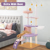 Multi-level cat tower with sisal scratching posts, featuring a spacious condo and cloud-shaped platform for playful.