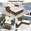 Adjustable outdoor patio daybed set featuring a multifunctional ottoman, loveseat, and soft cushions for versatile use.