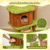 Mushroom-shaped cat nest condo in green with removable cushion and climbing ladder for indoor cats' play and relaxation.