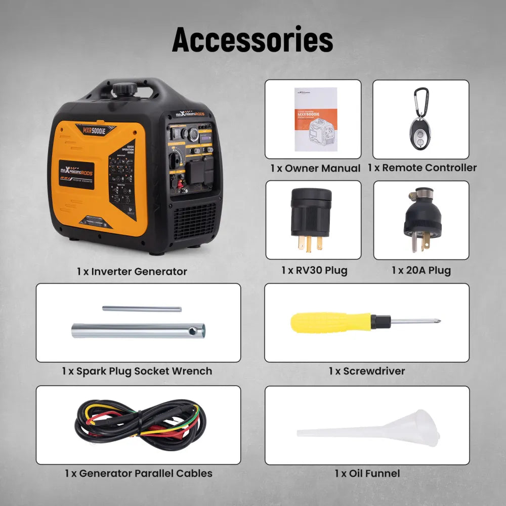 Maxpeedingrods MXR5000IE-US 3800W/5000W Inverter Generator Gas Low THD Remote Start CO Alert New