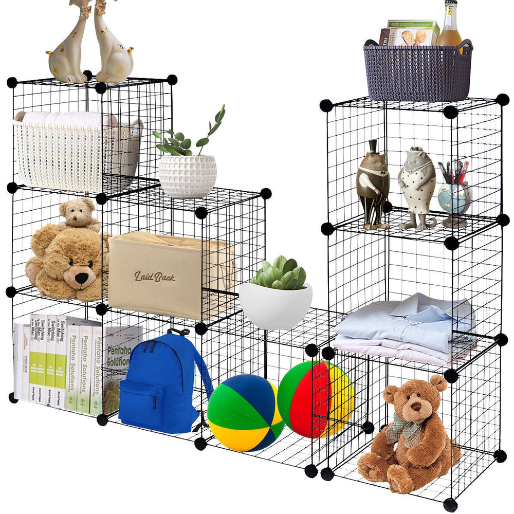 42" x 14" x 56" DIY 12-Cube Metal Grid Wire Storage Cubes - Gallery View 7 of 16