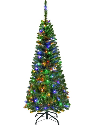 Costway Prelit Pencil Christmas Tree 4.5/6.5/7.5' 250 LED Lights 53491608 New