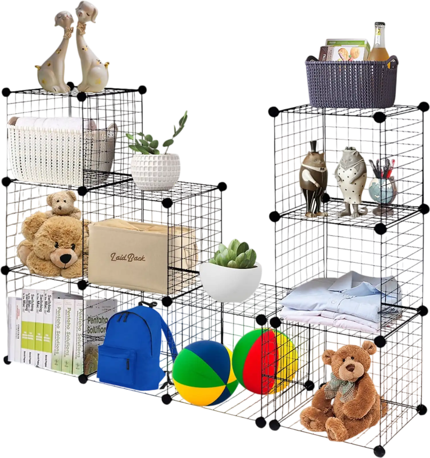 Costway 12-Cube Metal Grid Wire Storage Cubes 42