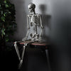 Life-size 5.4-foot Halloween skeleton with movable joints, perfect for spooky indoor and outdoor decorations.