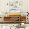 Mirrored TV stand showcasing a spacious tabletop and elegant design, perfect for TVs up to 65 inches in modern decor.