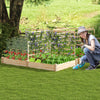 Raised garden bed with two planter boxes and three trellises, made of durable natural fir wood for versatile planting.