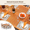 7-piece patio dining set featuring natural acacia wood, soft cushions, and umbrella hole, perfect for outdoor.