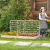 Single raised garden bed with two planter boxes and three trellises in natural fir wood, ideal for climbing plants and.