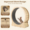 Large 40-inch cat exercise wheel with natural wood finish, TPE rollers, and carpeted runway for indoor play and.
