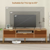 Mirrored TV stand for TVs up to 65 inches, featuring spacious tabletop and two storage cabinets for modern decor.